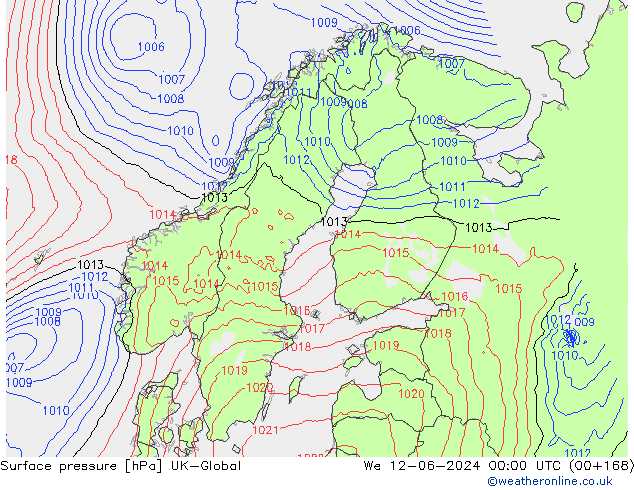 Surface pressure UK-Global We 12.06.2024 00 UTC