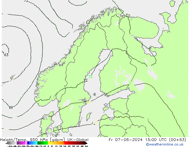 Hoogte/Temp. 950 hPa UK-Global vr 07.06.2024 15 UTC