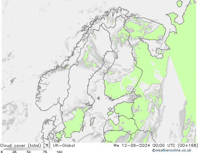 zachmurzenie (suma) UK-Global śro. 12.06.2024 00 UTC