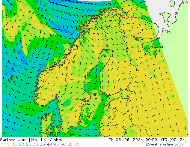 Surface wind UK-Global Th 06.06.2024 00 UTC