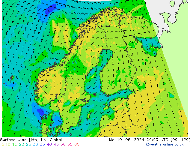 ветер 10 m UK-Global пн 10.06.2024 00 UTC