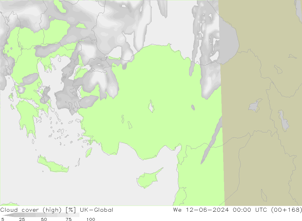 Cloud cover (high) UK-Global We 12.06.2024 00 UTC