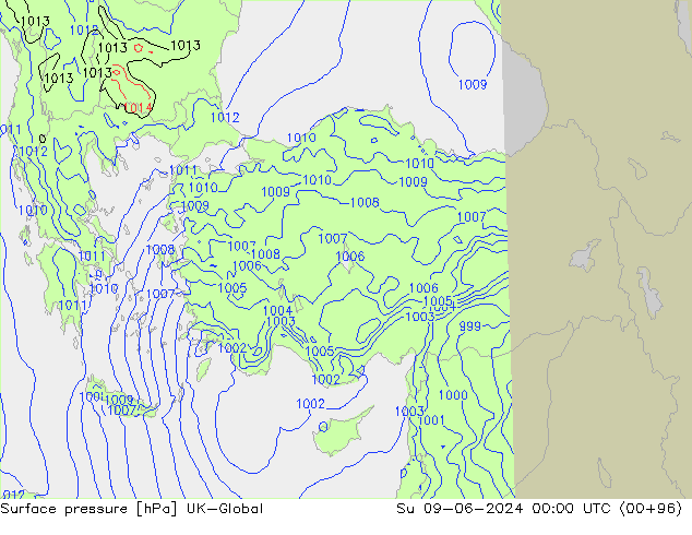 Luchtdruk (Grond) UK-Global zo 09.06.2024 00 UTC