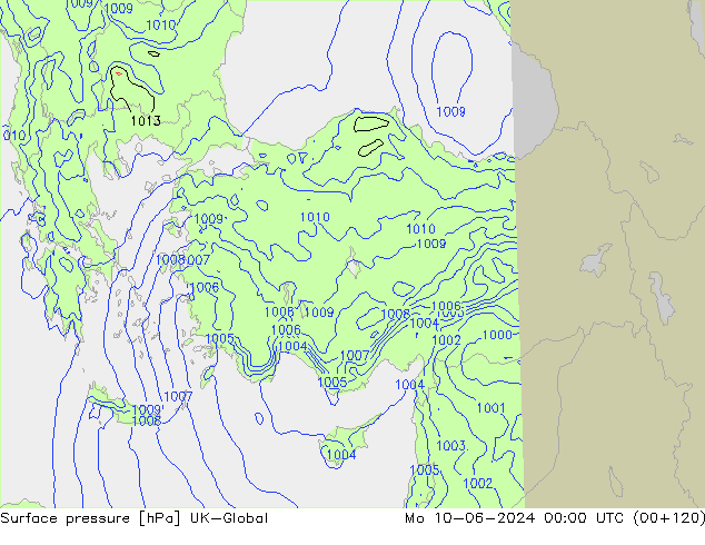 Presión superficial UK-Global lun 10.06.2024 00 UTC