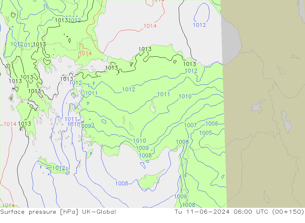 приземное давление UK-Global вт 11.06.2024 06 UTC