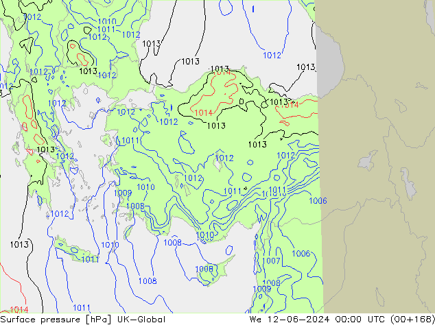 Atmosférický tlak UK-Global St 12.06.2024 00 UTC