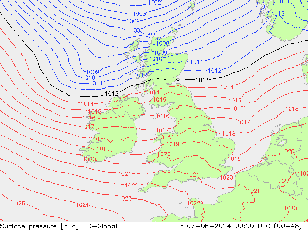 Presión superficial UK-Global vie 07.06.2024 00 UTC