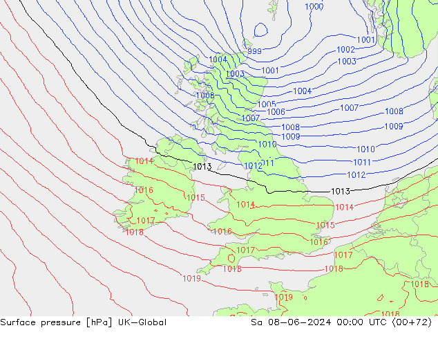 pression de l'air UK-Global sam 08.06.2024 00 UTC