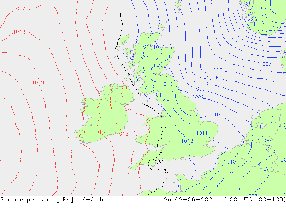 pression de l'air UK-Global dim 09.06.2024 12 UTC