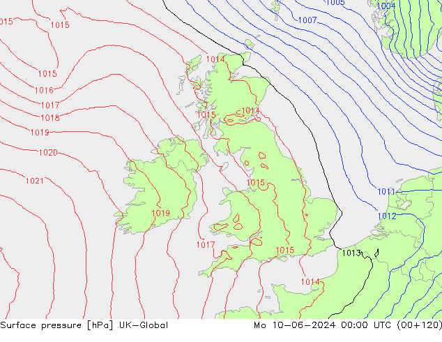 Luchtdruk (Grond) UK-Global ma 10.06.2024 00 UTC