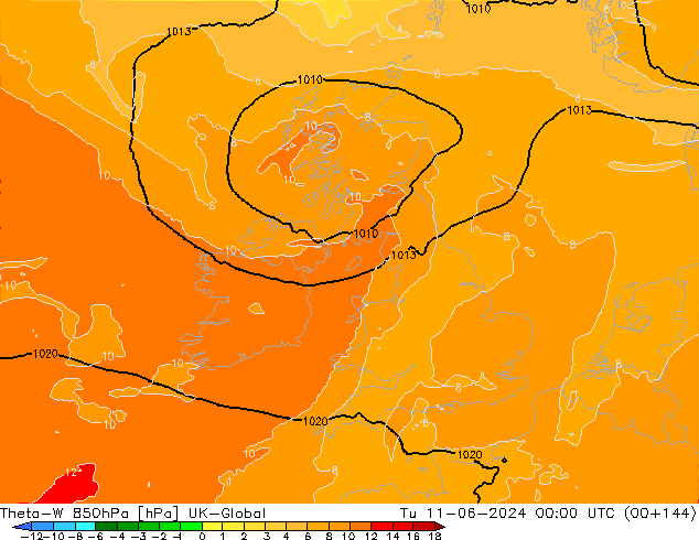 Theta-W 850hPa UK-Global wto. 11.06.2024 00 UTC