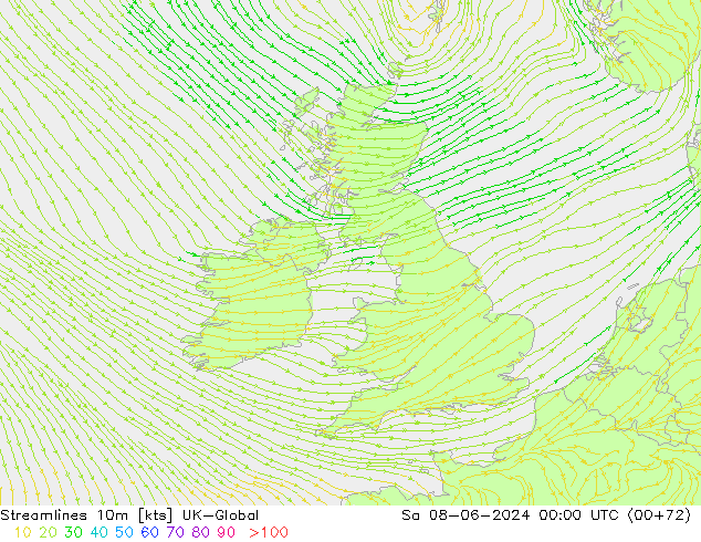 Streamlines 10m UK-Global So 08.06.2024 00 UTC