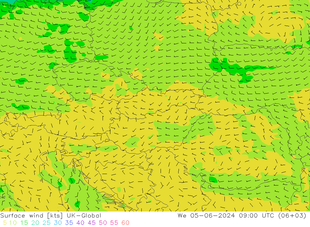 Wind 10 m UK-Global wo 05.06.2024 09 UTC