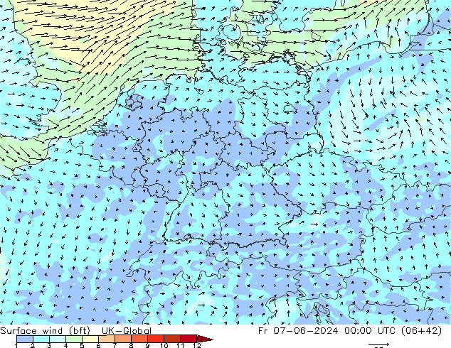  10 m (bft) UK-Global  07.06.2024 00 UTC