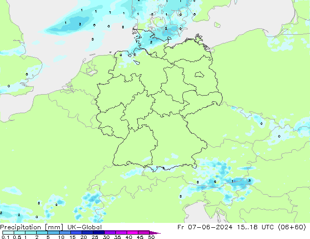 Precipitación UK-Global vie 07.06.2024 18 UTC