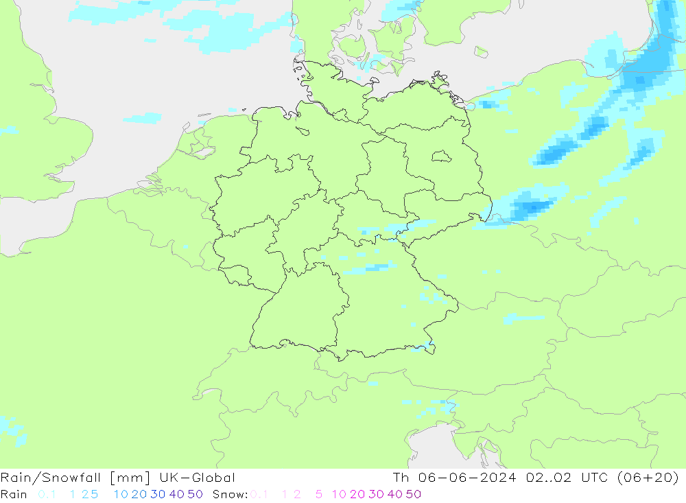 Rain/Snowfall UK-Global чт 06.06.2024 02 UTC
