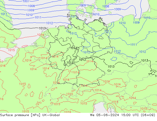 pression de l'air UK-Global mer 05.06.2024 15 UTC