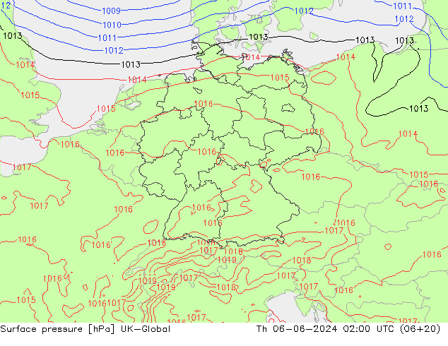 Surface pressure UK-Global Th 06.06.2024 02 UTC