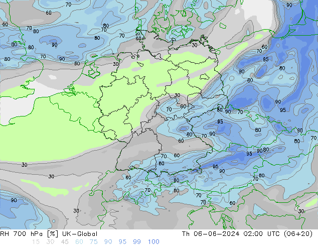 RH 700 гПа UK-Global чт 06.06.2024 02 UTC