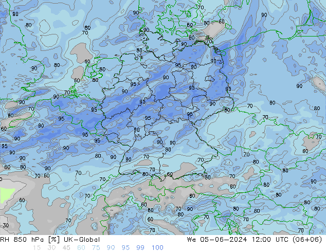 RH 850 hPa UK-Global Qua 05.06.2024 12 UTC