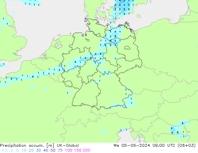 Precipitation accum. UK-Global We 05.06.2024 09 UTC