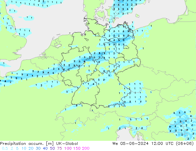 Precipitación acum. UK-Global mié 05.06.2024 12 UTC