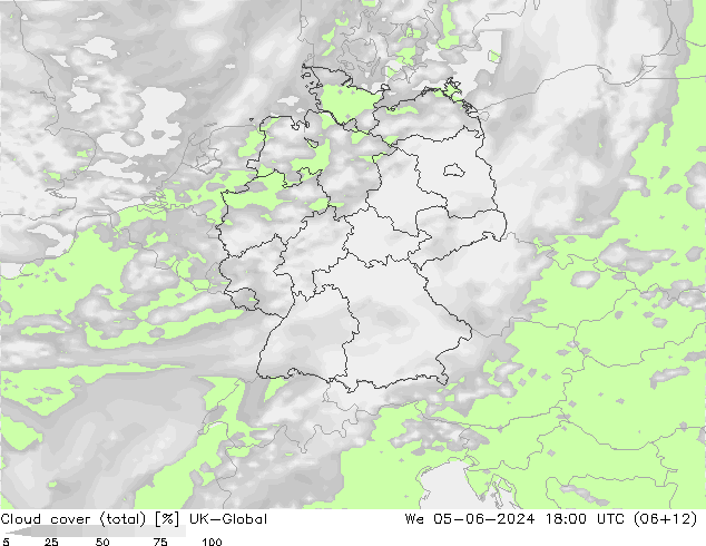 Bulutlar (toplam) UK-Global Çar 05.06.2024 18 UTC