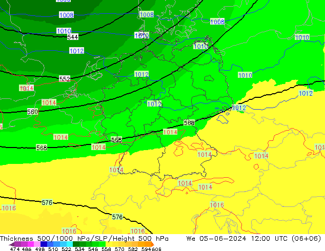 Thck 500-1000hPa UK-Global  05.06.2024 12 UTC