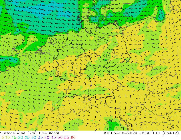 Rüzgar 10 m UK-Global Çar 05.06.2024 18 UTC