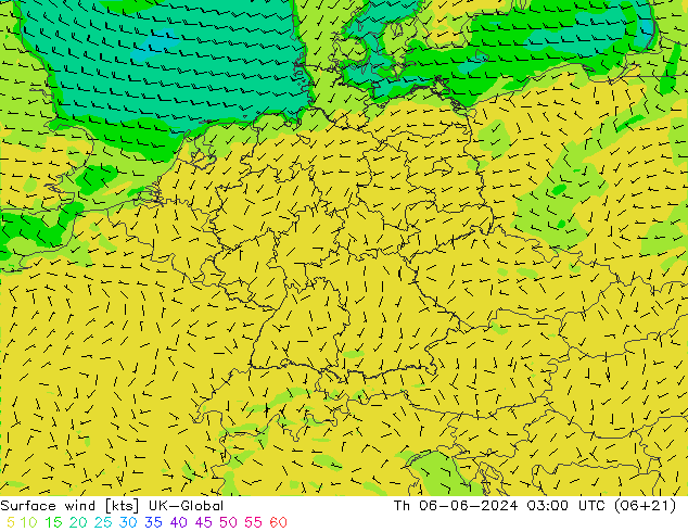 Rüzgar 10 m UK-Global Per 06.06.2024 03 UTC