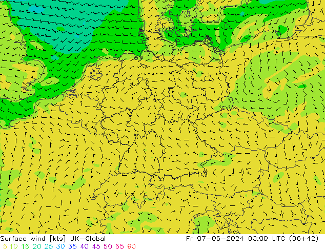 Vento 10 m UK-Global ven 07.06.2024 00 UTC