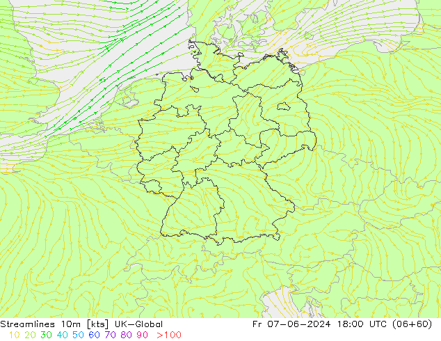 Streamlines 10m UK-Global Fr 07.06.2024 18 UTC