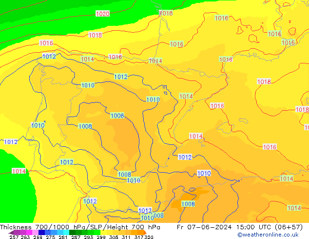 Dikte700-1000 hPa UK-Global vr 07.06.2024 15 UTC