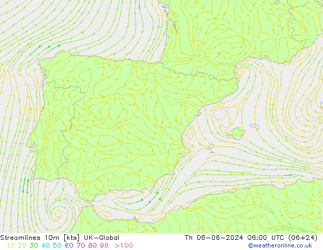 Streamlines 10m UK-Global Th 06.06.2024 06 UTC