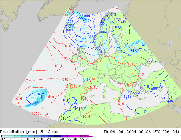 Precipitazione UK-Global gio 06.06.2024 06 UTC