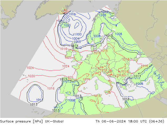 Surface pressure UK-Global Th 06.06.2024 18 UTC