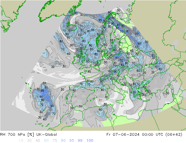 RH 700 hPa UK-Global ven 07.06.2024 00 UTC