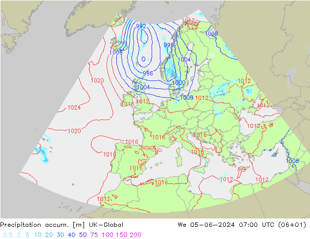 Precipitation accum. UK-Global We 05.06.2024 07 UTC