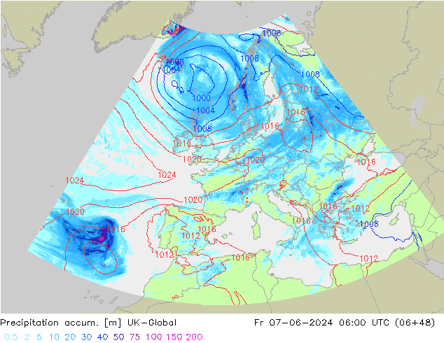 Precipitation accum. UK-Global ven 07.06.2024 06 UTC