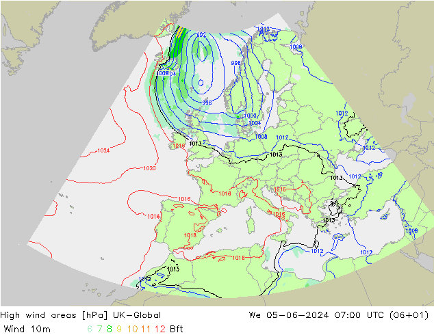 High wind areas UK-Global 星期三 05.06.2024 07 UTC