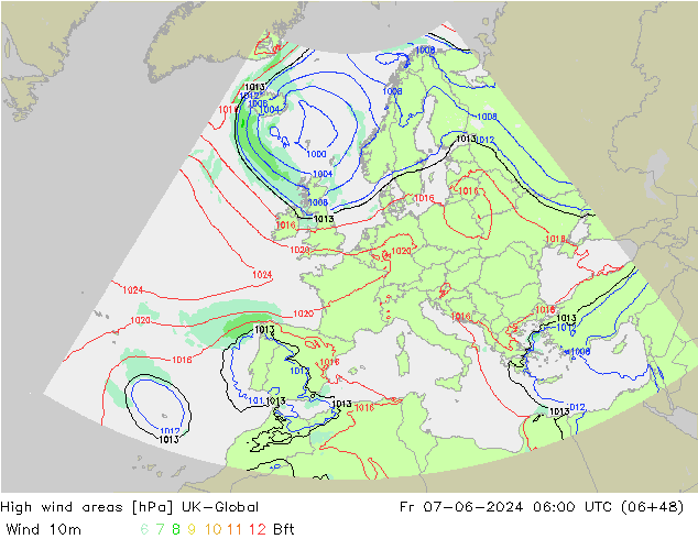 High wind areas UK-Global Fr 07.06.2024 06 UTC