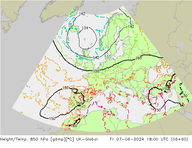 Height/Temp. 850 hPa UK-Global Sex 07.06.2024 18 UTC