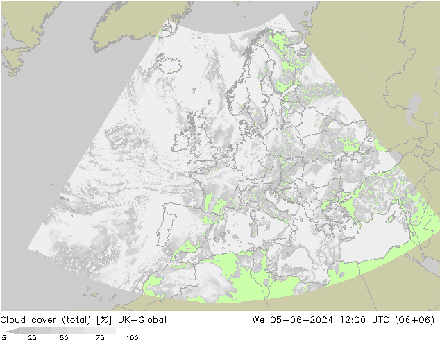Bulutlar (toplam) UK-Global Çar 05.06.2024 12 UTC