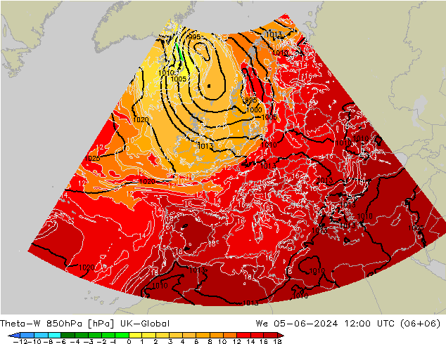 Theta-W 850hPa UK-Global mer 05.06.2024 12 UTC