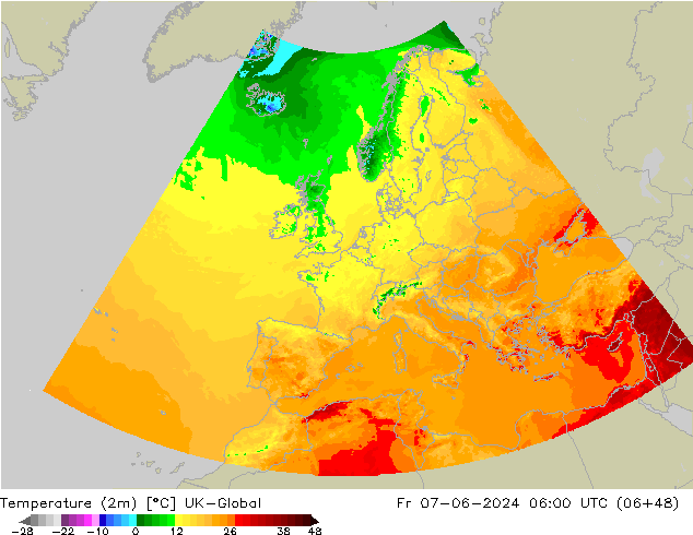 Sıcaklık Haritası (2m) UK-Global Cu 07.06.2024 06 UTC