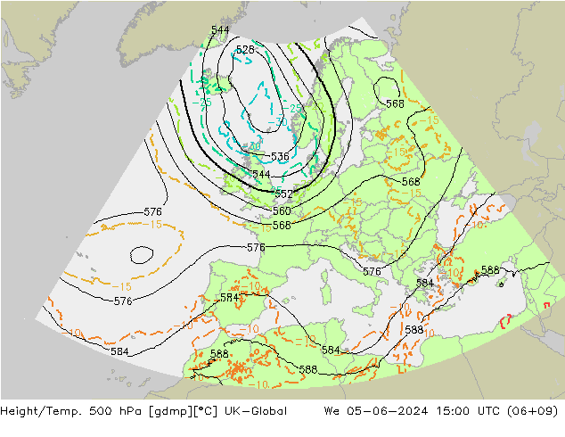 Hoogte/Temp. 500 hPa UK-Global wo 05.06.2024 15 UTC