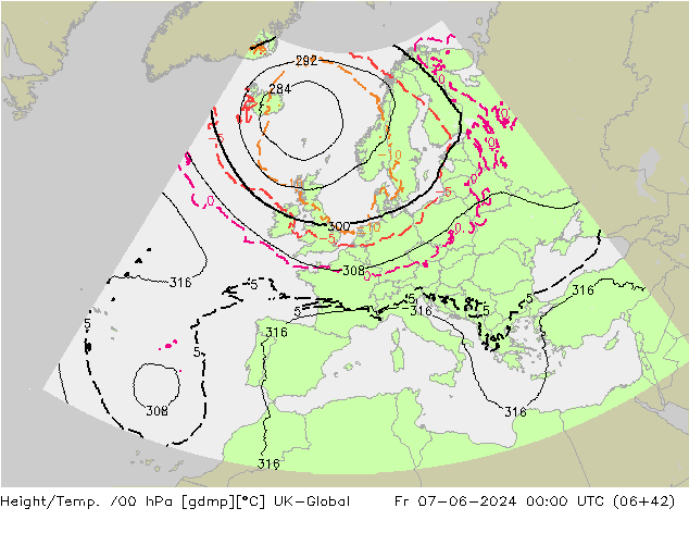 Height/Temp. 700 hPa UK-Global Fr 07.06.2024 00 UTC