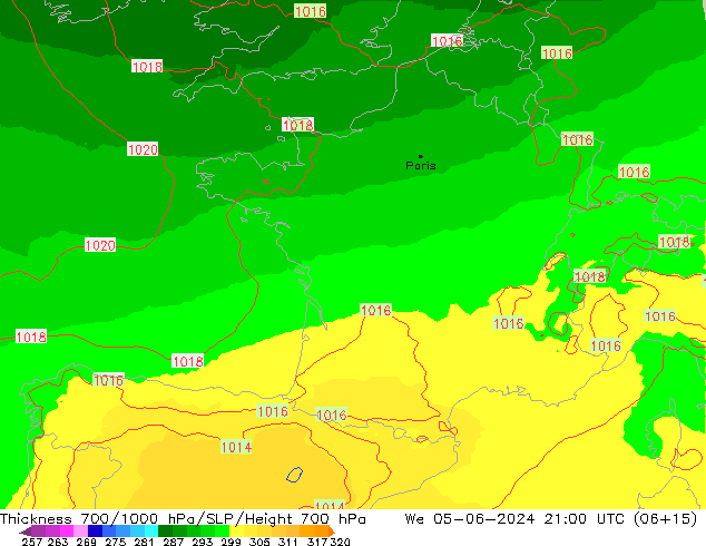 Thck 700-1000 hPa UK-Global We 05.06.2024 21 UTC