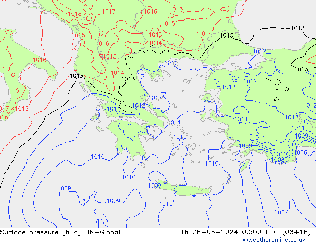 Surface pressure UK-Global Th 06.06.2024 00 UTC