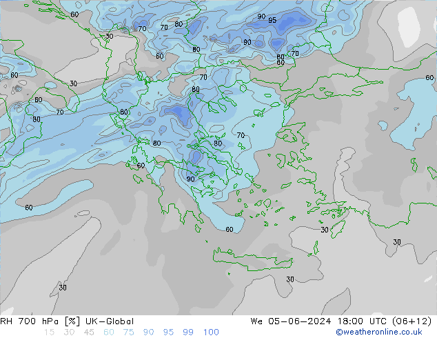 RH 700 hPa UK-Global We 05.06.2024 18 UTC